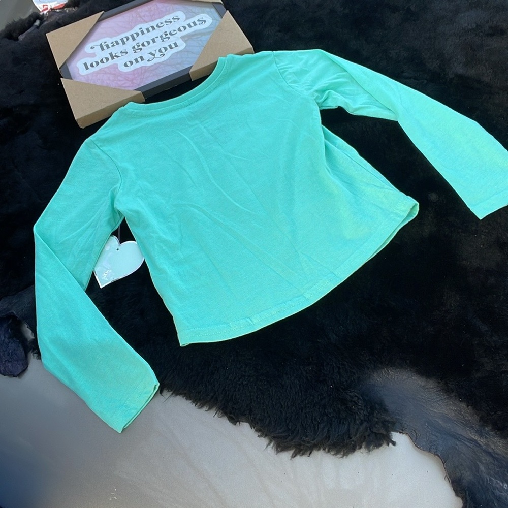 NWT Four Hearts Green Long Sleeves Tee Be The Sunshine Cotton Polyester Blend 6